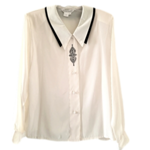 Susan Hutton Vintage Layered Collar Button-Down Blouse